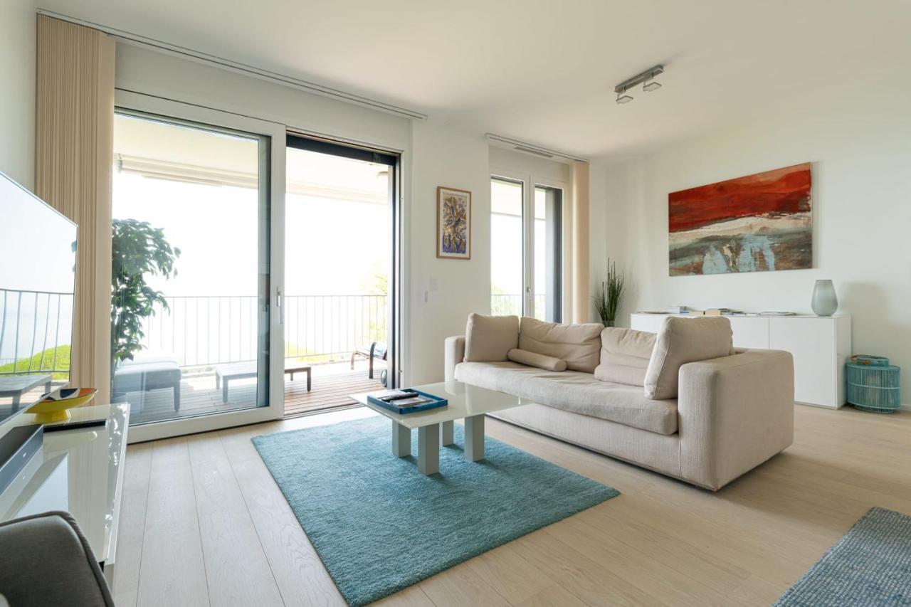 Les Terrasses De Lavaux 1 - Appartement De Luxe Avec Vue Panoramique Et Piscine Puidoux Exterior foto